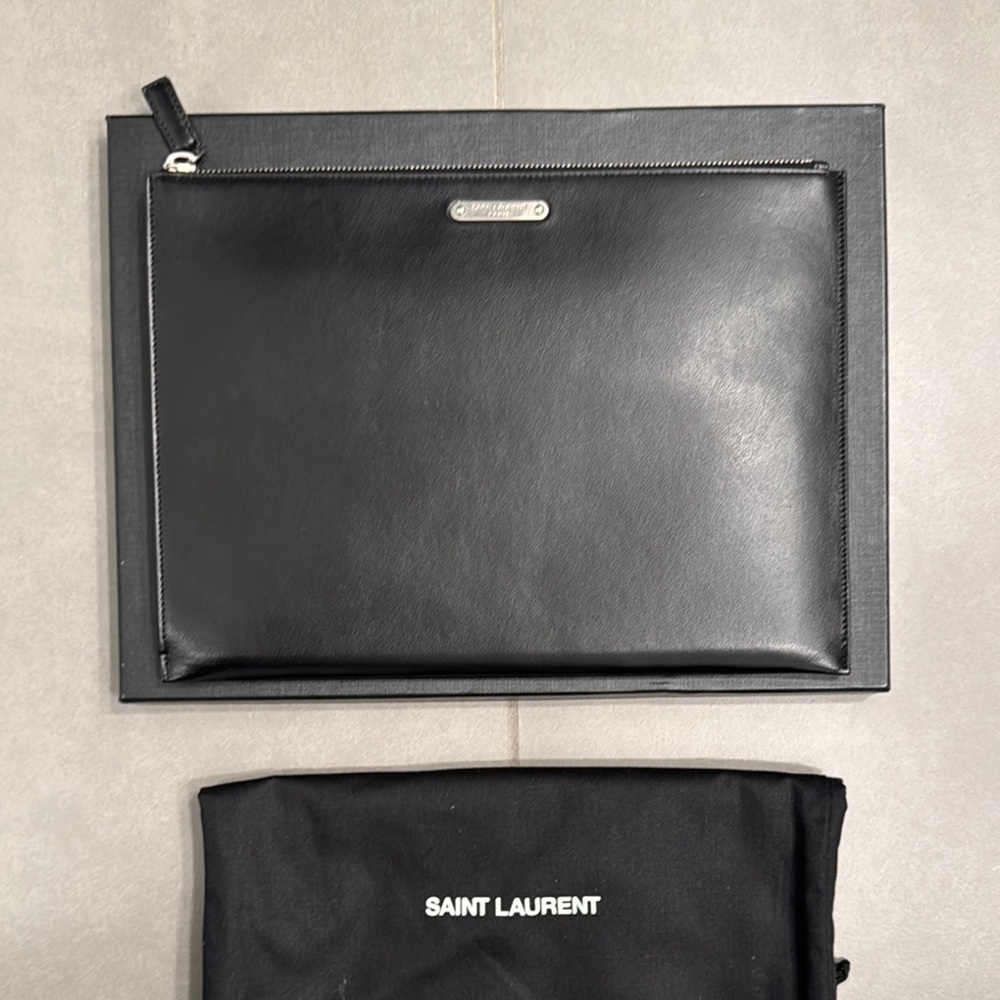 Saint Laurent Sleek Black envelope clutch